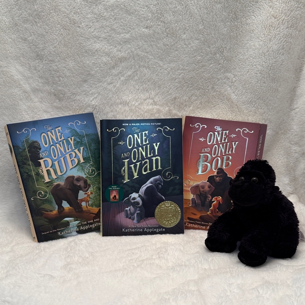 The One and Only Ivan 3 book set with a free stuffed Ape!!